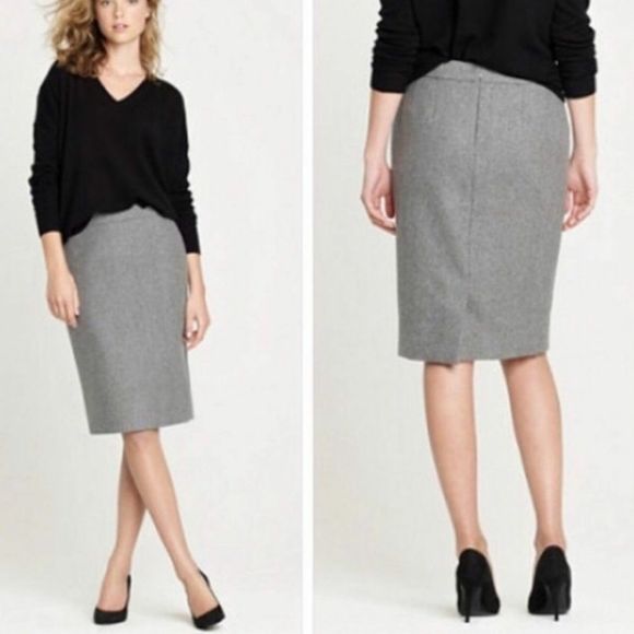 J. CREW Double Serge Wool Gray Pencil Skirt 10